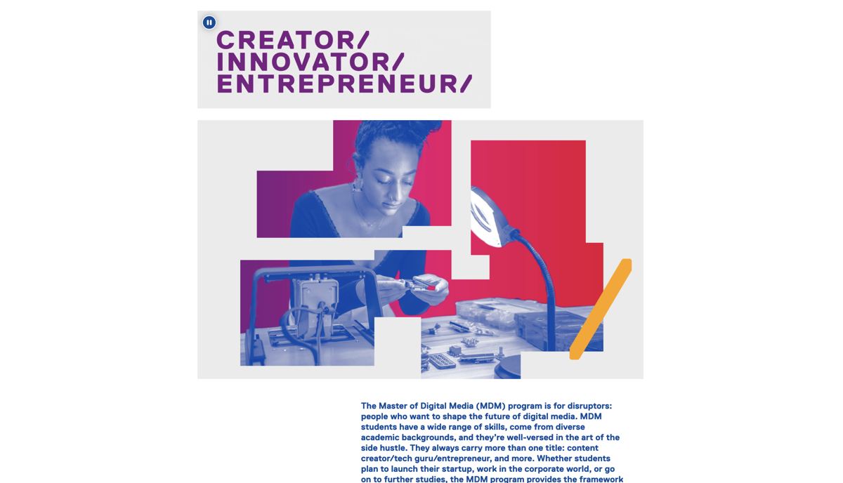 Toronto Metropolitan University Master of Digital Media program page